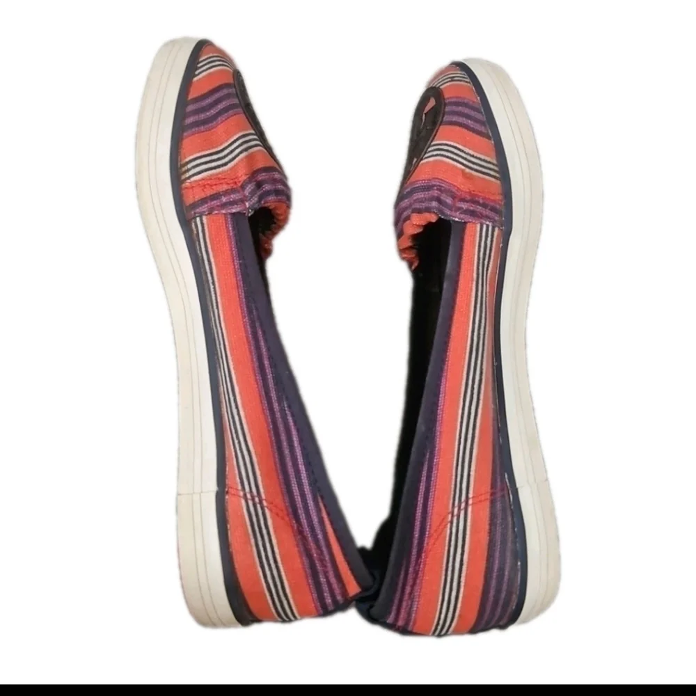 Tory Burch Womens Canvas Striped Raymond Flat 6.5